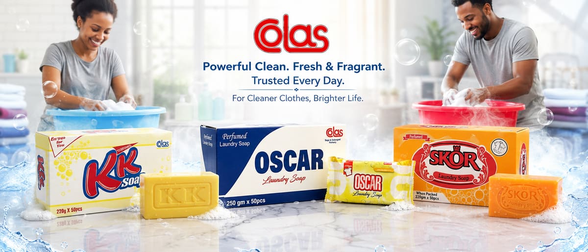 Colas campaign banner with two people washing laundry either side of the range.